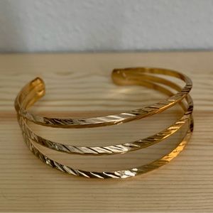 Gold Three Band Bangle Bracelet